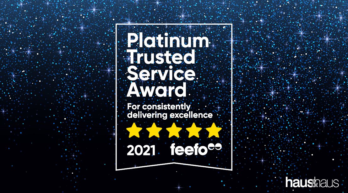 Platinum Trusted Service Award by feefo 2021